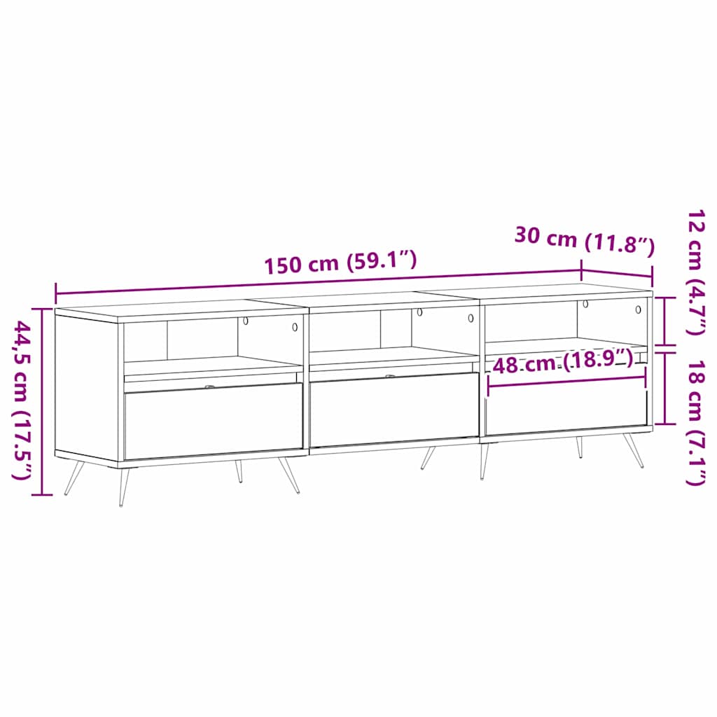 TV-Schränk Altholz 150 x 30 x 44.5 cm Holzwerkstoff